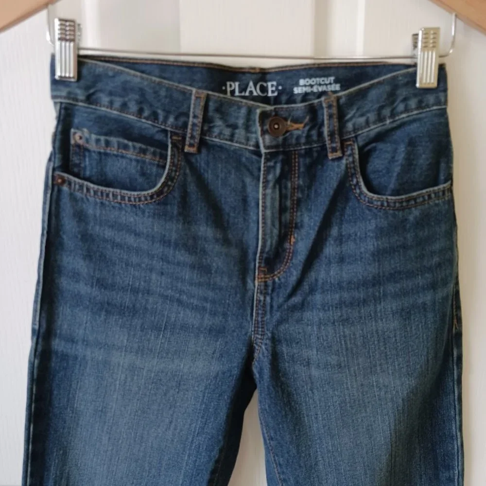Children's Place Boy's Medium Wash 100% Cotton Bootcut Jeans Size 12